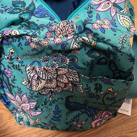 Vera Bradley Lighten Up Large Traveler Duffel and cosmetic bag Peacock Garden - Picture 16 of 16